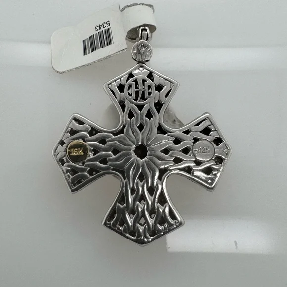 John Hardy Sterling Silver/ 18k Classic Chain Diamond Cross - Picture 10 of 10